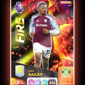 Panini Premier League Adrenalyn XL 2025 Leon Bailey FIRE